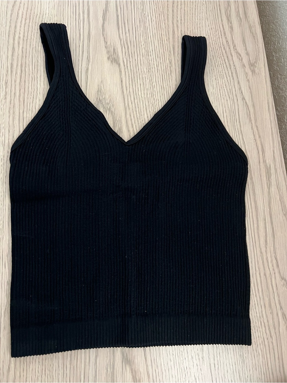 Black Ribbed V-Neck Tank Top - Womens